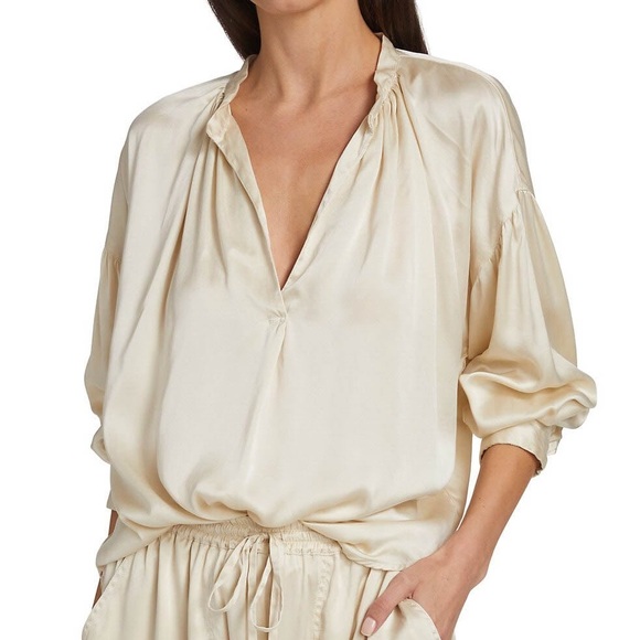 XIRENA CREAM MAYSON 100% SILK BLOUSE -Stardust - Picture 8 of 16